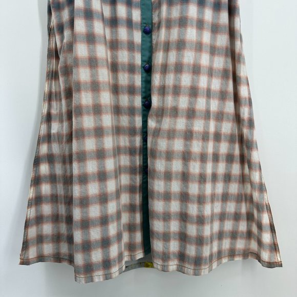 Anthropologie Plaid and Floral Maxi Dress - Black, White, Blue, Multicolor - Picture 6 of 12